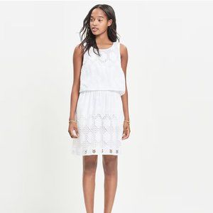Madewell white Eyelet Overlay Dress with open back & pockets!